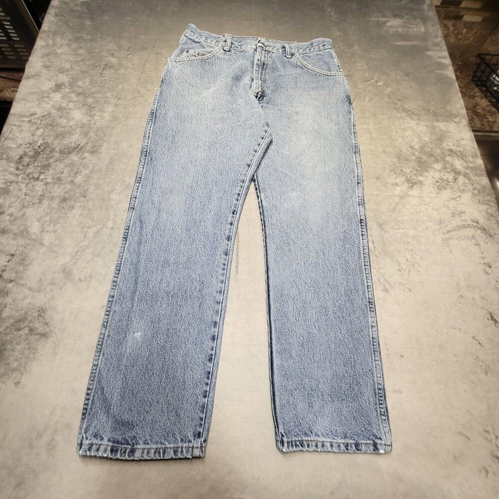 Wrangler Jeans Mens 36x30 Blue Straight Regular Fit Light Wash Denim 100% Cotton